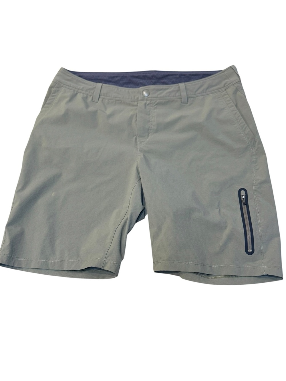 REI Women's Cargo Shorts in Sage Green with Navy Waistband